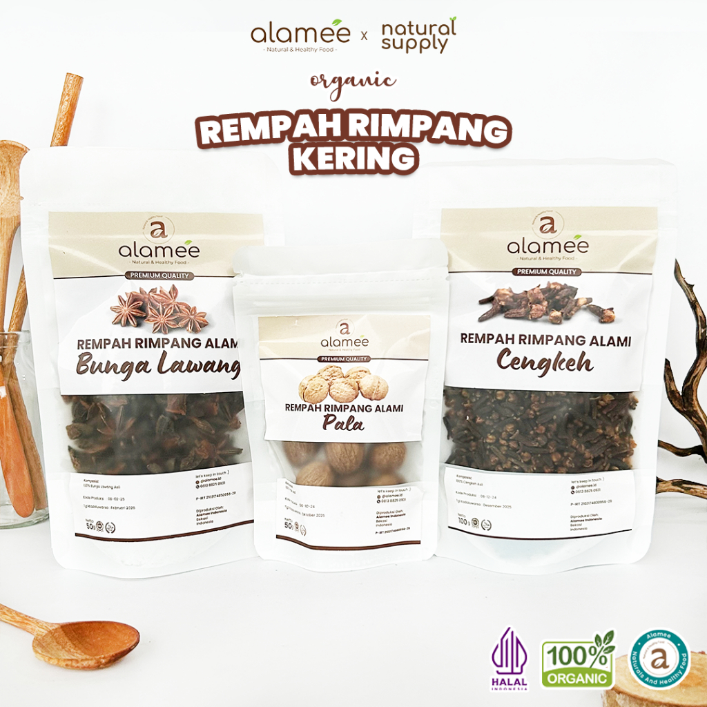 

ALAMEE Bumbu Dapur Rempah Rimpang Temulawak Kayu Manis Jahe Kunyit Lada Hitam Kencur Ketumbar Kering naturalsupply