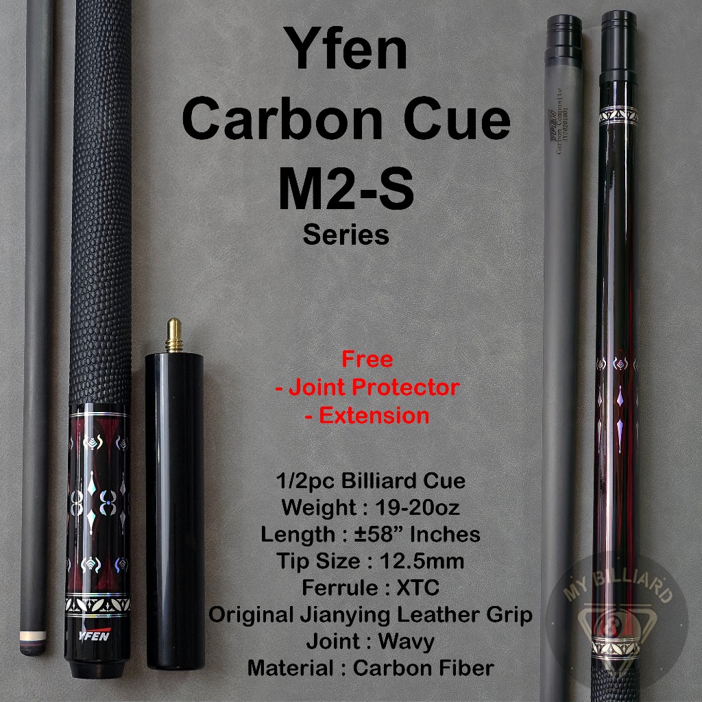 YFEN M2-S Stick Billiard Yfen Carbon Cue 12.5mm + Extension - YF Series Jianying