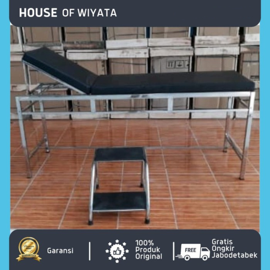 Meja periksa Bed UKS Bed Periksa Pasien Stainless Meja periksa stainless dengan tangga