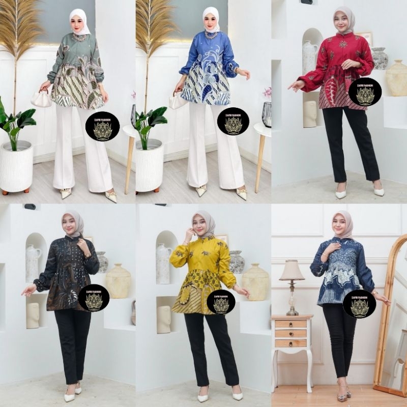 ATASAN BLOUSE BATIK LENGAN BALON UKURAN (M L XL XXL) - ATASAN WANITA
