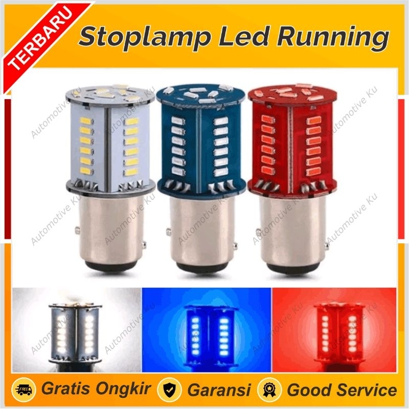 LAMPU REM RUNNING MENGALIR MOBIL MOTOR LED KEDIP STOBO MERAH BIRU PUTIH BAYONET KAKI 2 BAY15D SUPRA 