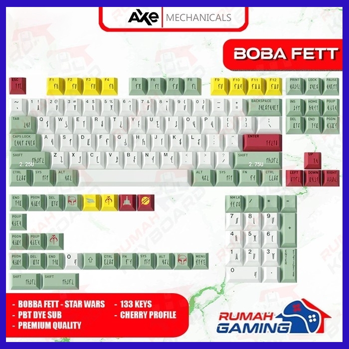 AXE MECHANICALS - Cherry - Bobba Fett - Star Wars - PBT - Dye Sub - Keycap - Keycaps