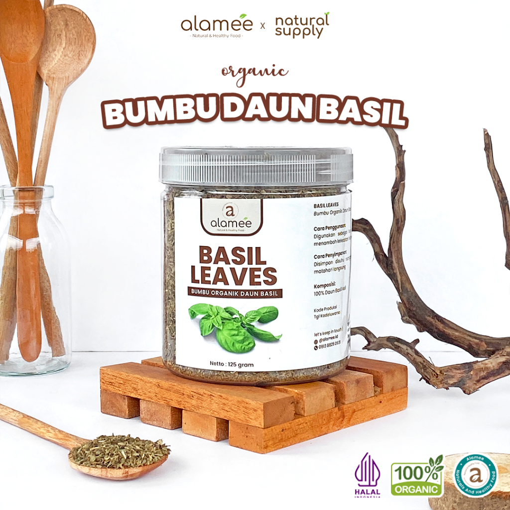 

ALAMEE Daun Basil Kering Bumbu Masak Kering Dapur Dried Leaf Murni Asli Masakan Instan Organik125g