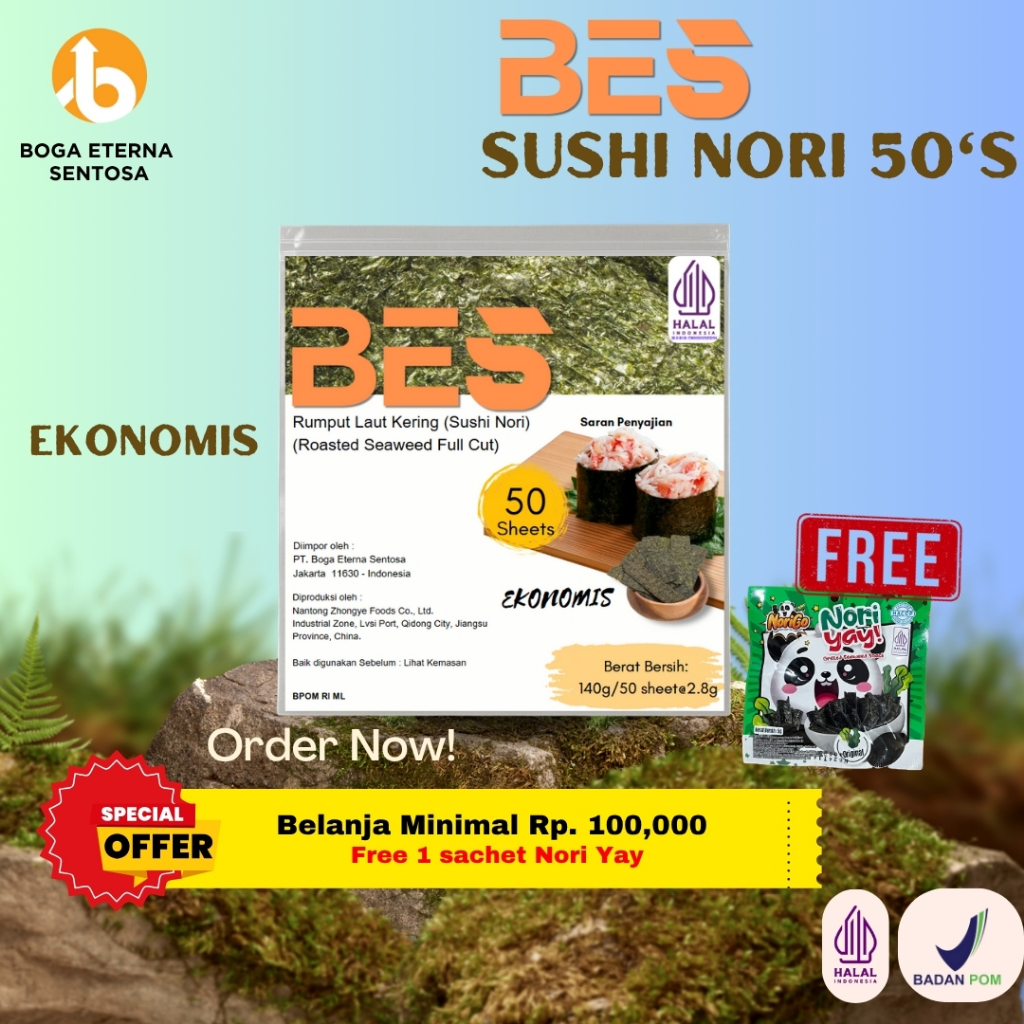 

SUSHI NORI EKONOMIS "BES" ( Rumput Laut untuk Sushi / Gimbap ) (HALAL!) (PROMO!)