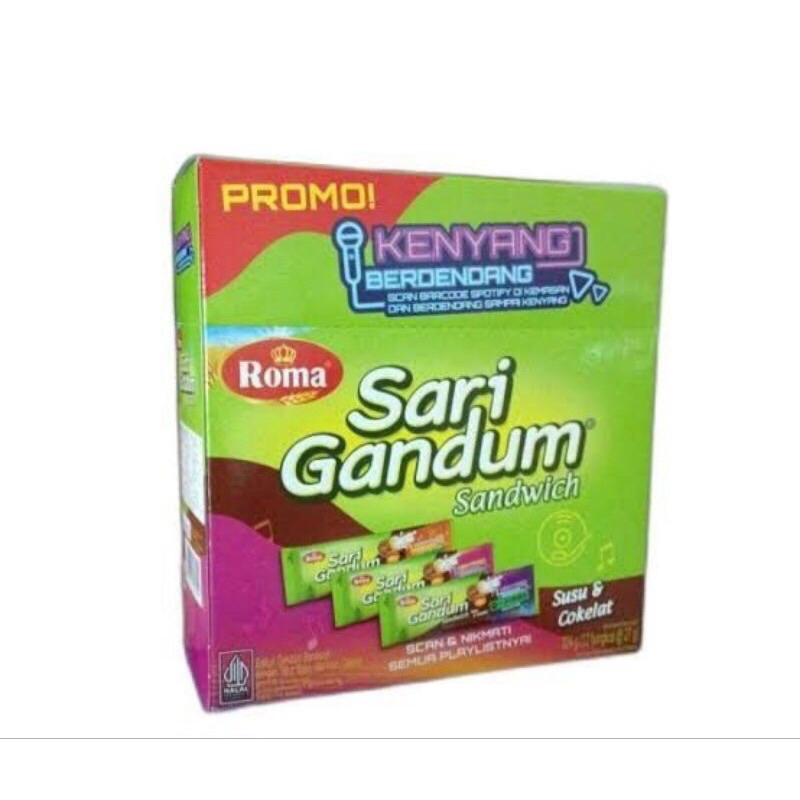 

Roma Sari Gandum Sandwich Cokelat 1 Box Isi 12pcs