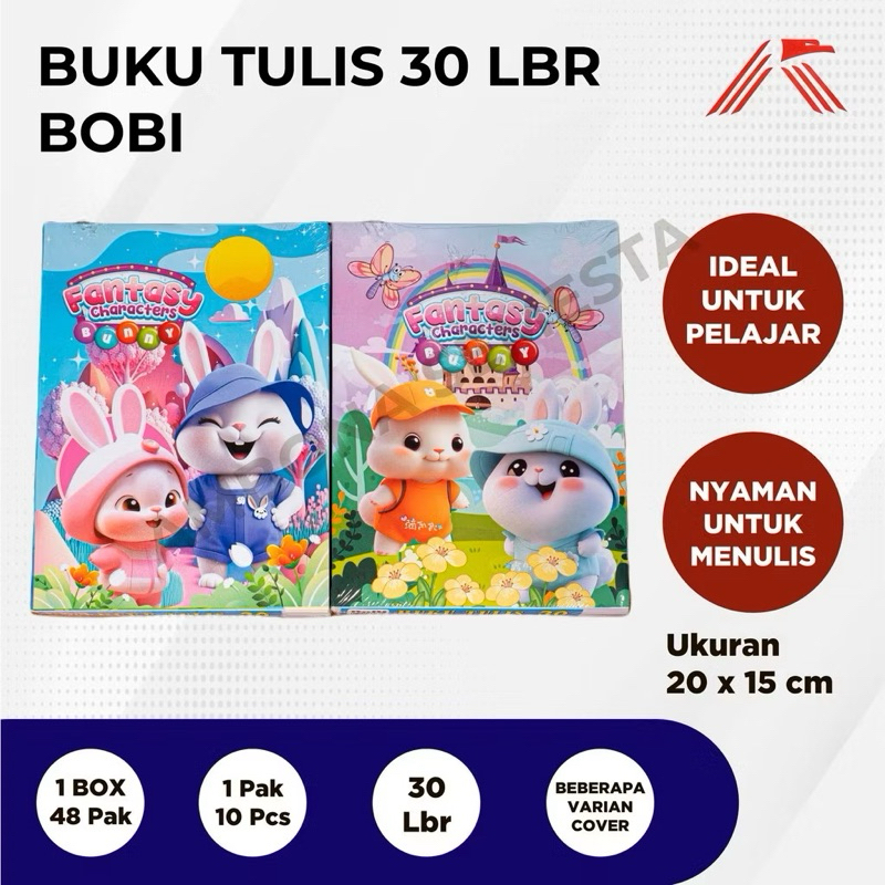 

BUKU TULIS PENDEK MURAH BOBI ISI 30 LEMBAR (1 PACK ISI 10 BUKU)