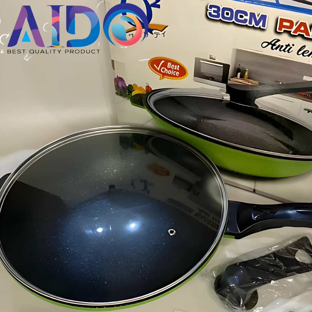 Panci Wajan Marble Penggorengan / Wok Pan 30Cm Original Fry Wok Pan Wajan Panci Set Kaca