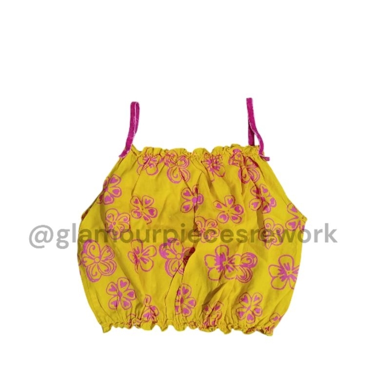 Preloved Top Crop Kain Bali Kuning