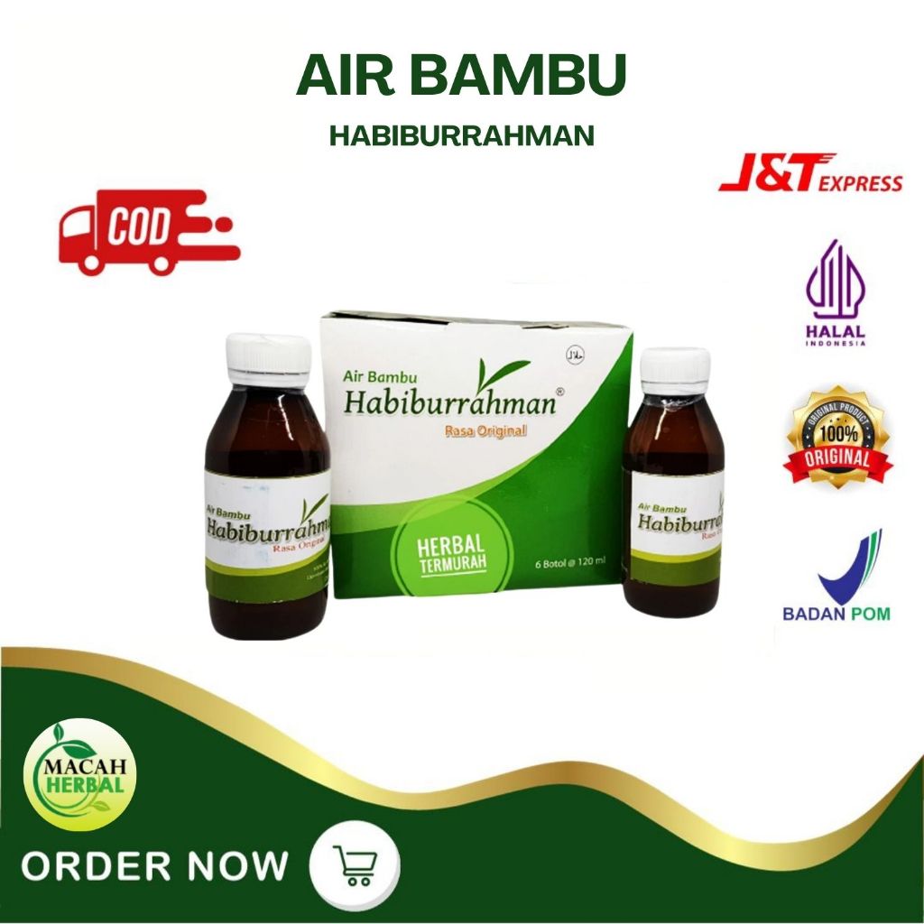 

Air Bambu Habiburrahman Asli 1 Botol Original Herbal Alami 120ml | Obat Darah Tinggi Asam Lambung Rematik Obat Asam Urat Gula Jantung Habiburrohman 1 Box isi 6 botol