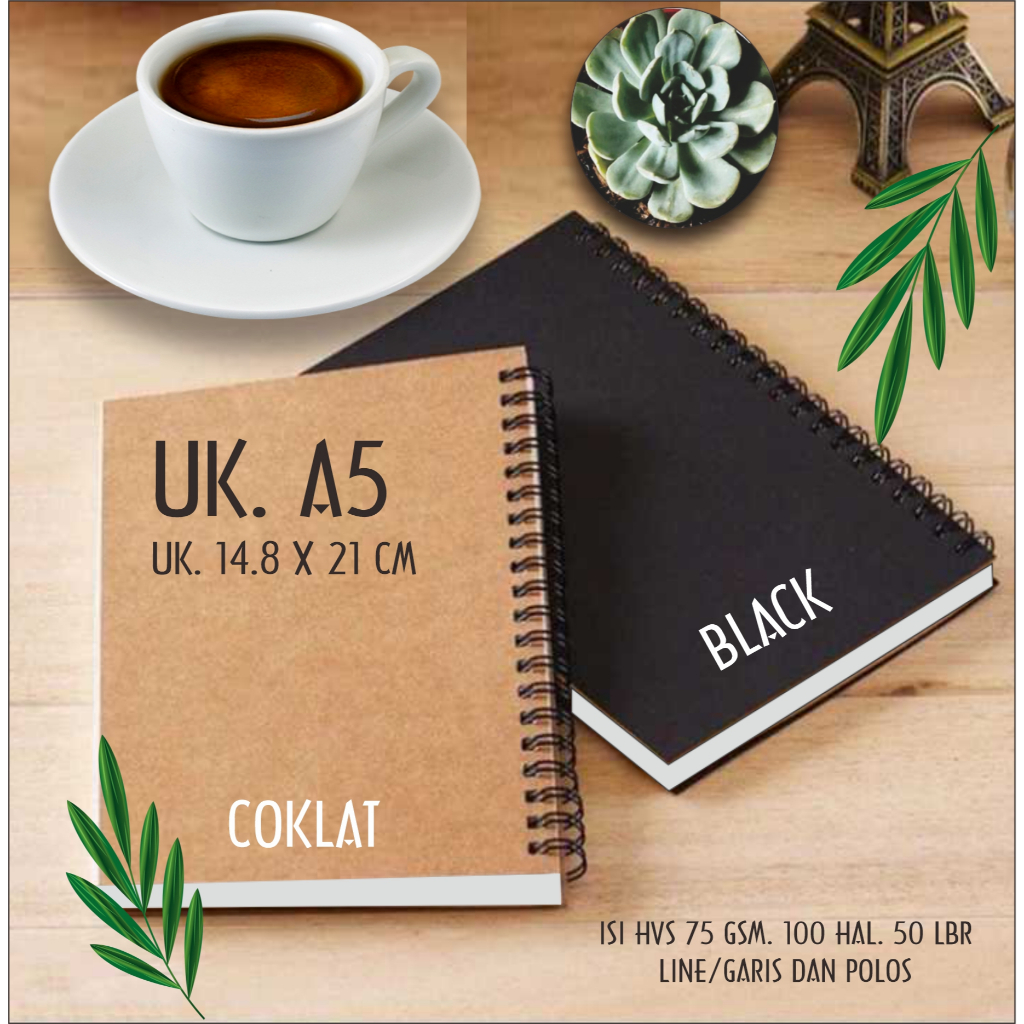 

Notebook Aesthetic Buku Tulis Garis Buku Catatan Jilid Spiral Note Book A5 isi 100 hal. 50 lbr