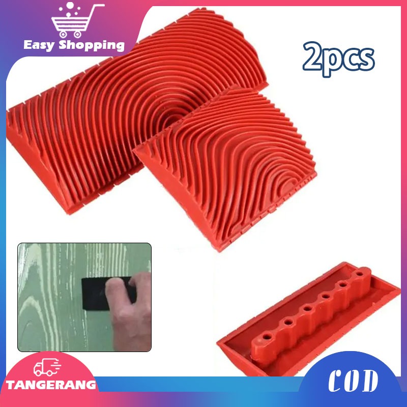 Isi 2 Alat Motif Serat Kayu Kuas Cat Motif Kayu Bahan Karet Dinding Efek Corak Motif Kayu