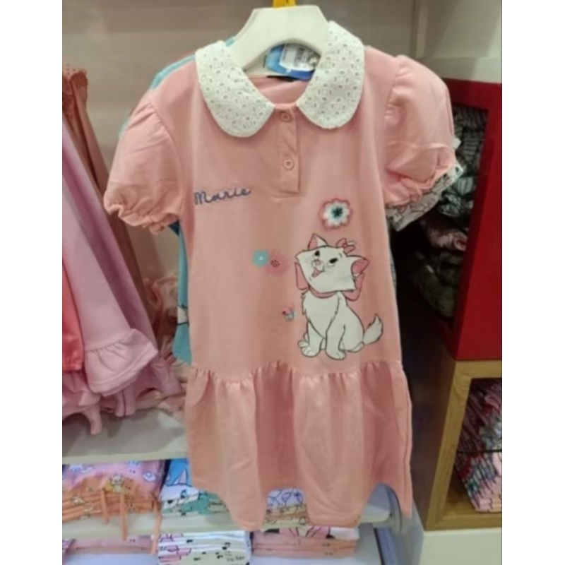 DRESS ANAK MARIE CAT MARRY KUCING KATBOL BAJU PINK DISNEY PRINCESS PAKAIAN ANAK FROZEN BABY SHOP MOT