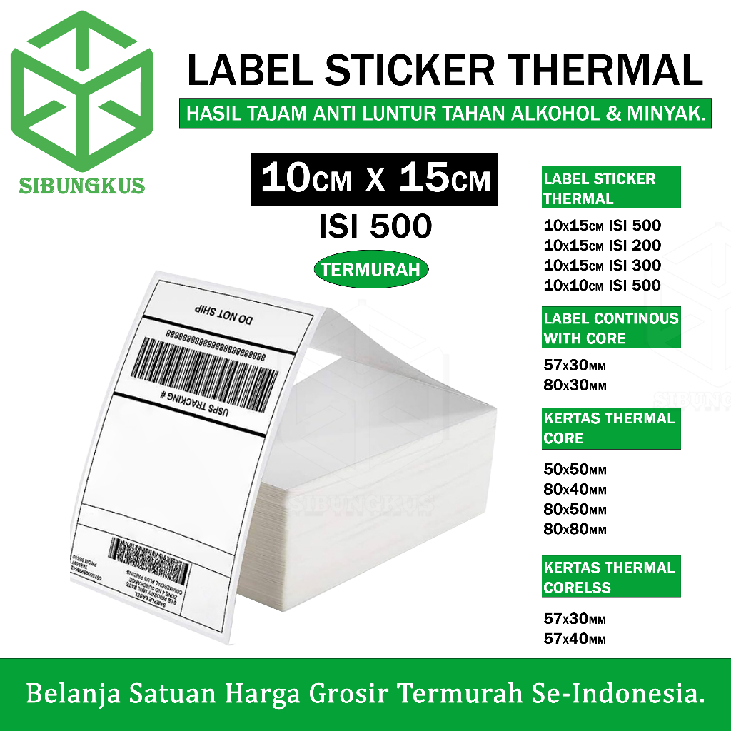 

Label Sticker Kertas Thermal Resi Lengkap Ukuran 100 x 150 Isi 500 Lipat , 100 x 100 , 80 x 30 57 x 30 , 57 x 40 , 80 x 40 , 80 x 50 , 80 x 80 Isi 300 200 Direct Kertas Olshop Paket Pengiriman Roll Printer Stiker Termal Waterproof 100x150 Gulung Roll PCS