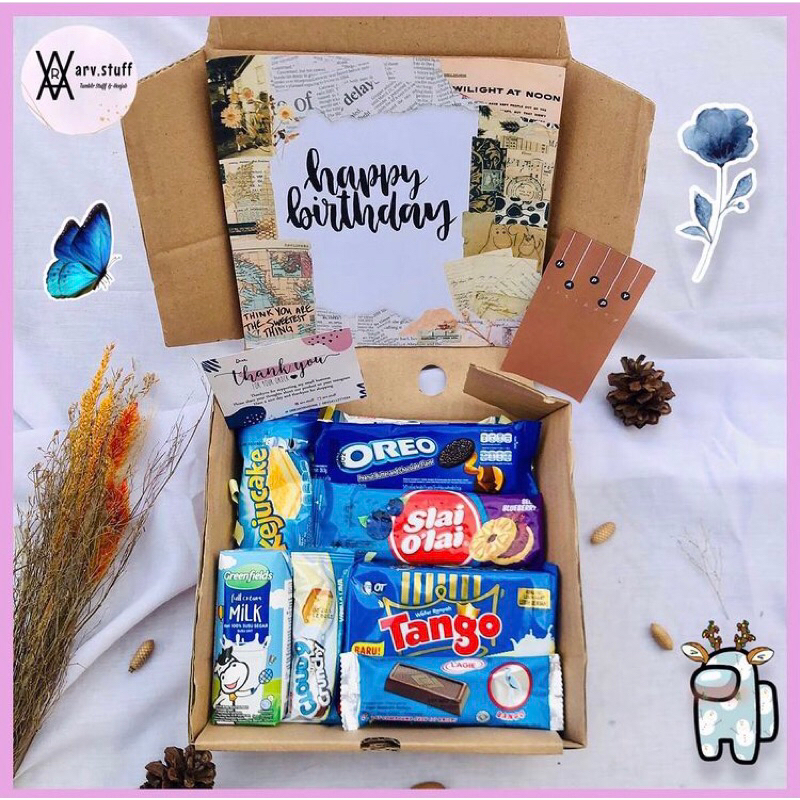 

Hampers Snack Biru Sky Blue | arv.stuff gift box ide kado untuk bestie sahabat snack jajanan murah bestseller viral acara ultah wisuda anniversary graduation wedding lamaran sempro birthday
