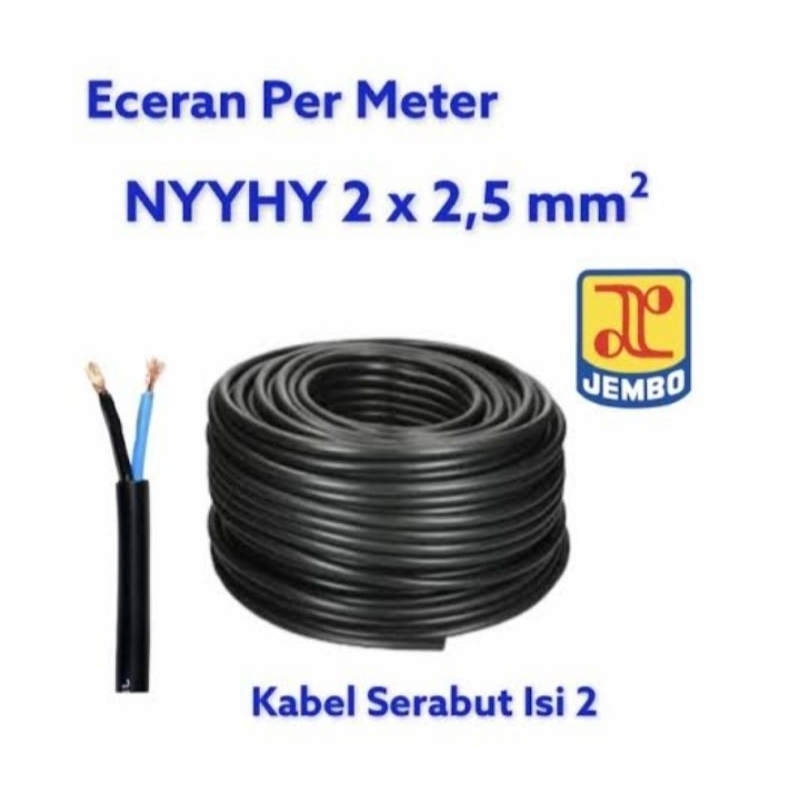 Kabel NYYHY 2x2.5 mm SERABUT HITAM JEMBO