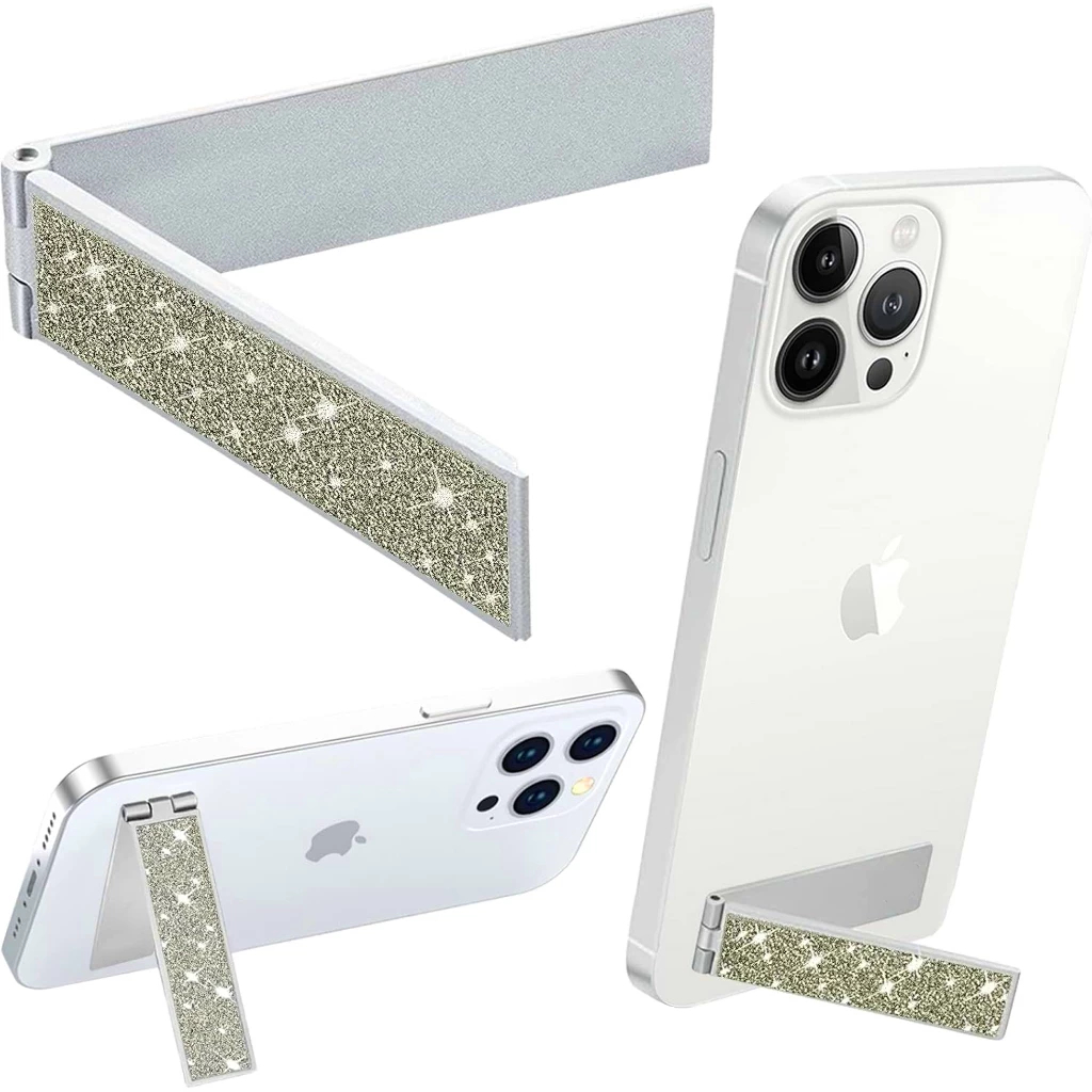 Tempelan Stand HP Portable Stand Lipat Hp Motif Glitter Holder L Tempelan Standing HP "L" Glitter