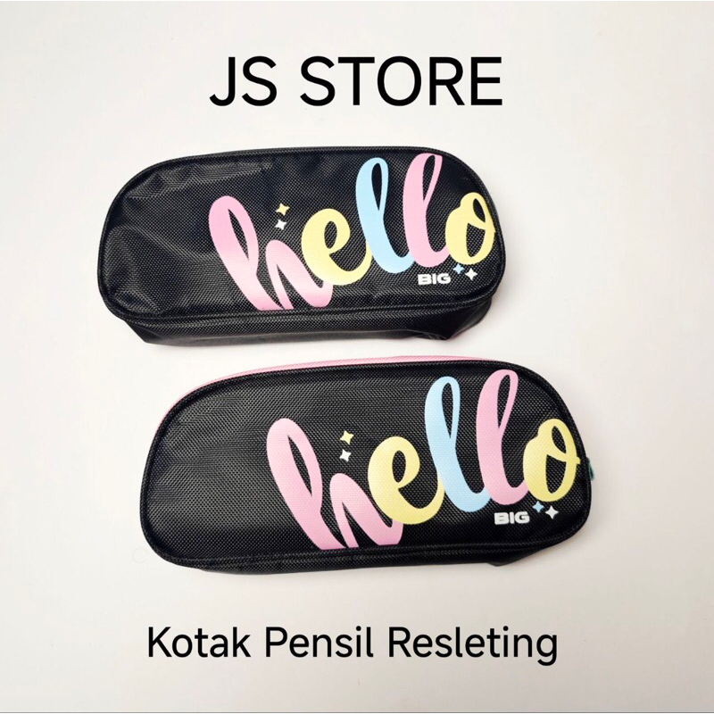 

Tempat Kotak Pensil Resleting Fancy Tulisan Hello / Pouch Serbaguna Fancy
