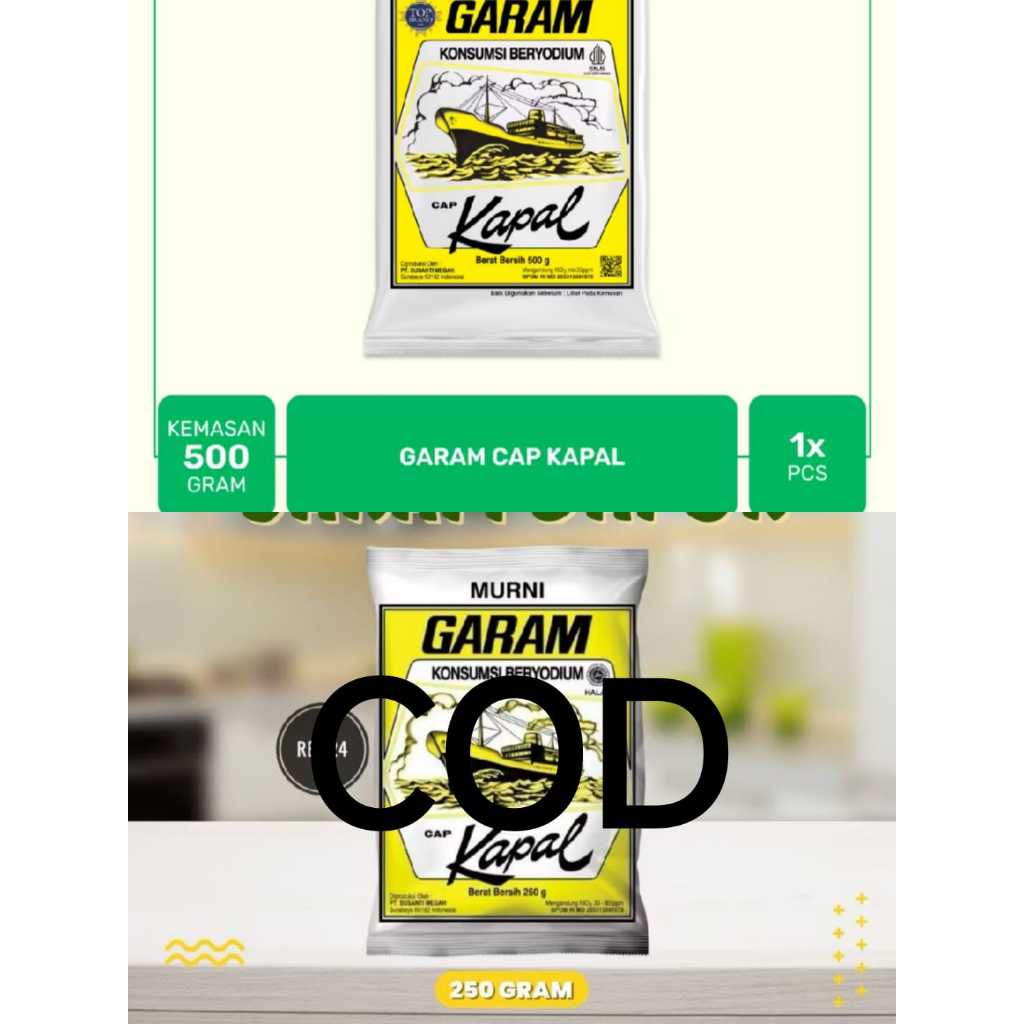 

Garam Kapal Kemasan 250 gr/ 500 gr / Garam dapur/ garam cap kapal