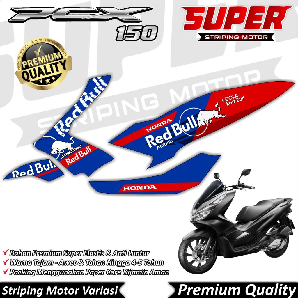 Stiker PCX 150 2019 Anti Luntur keren Striping PCX 150 Striping Honda PCX 150 Red Bull