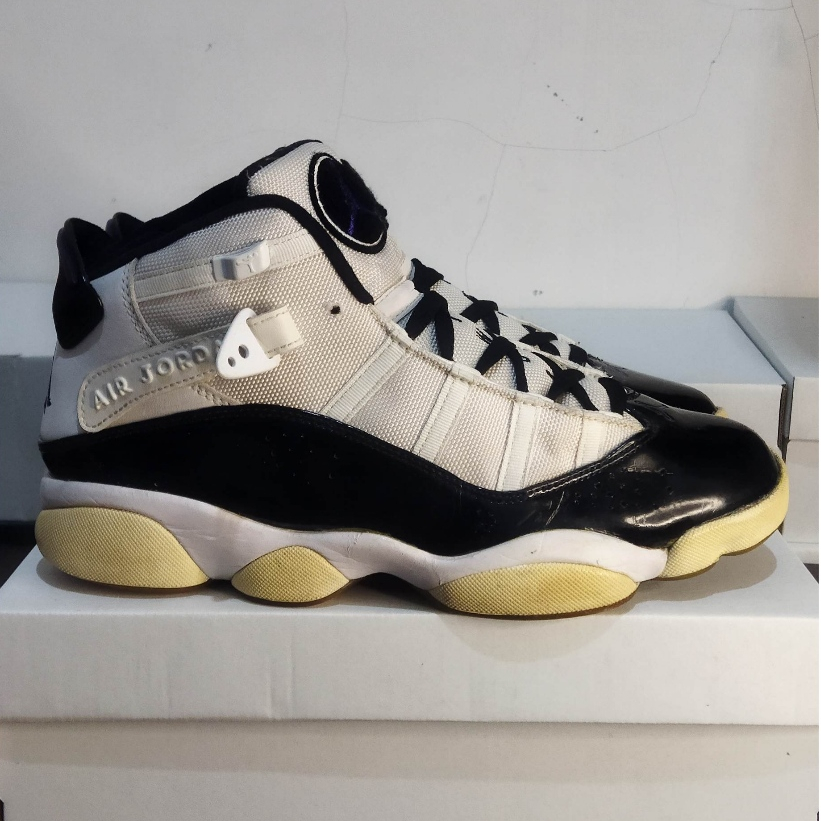Sepatu Basket Air Jordan Rings 6 Black White Glossy