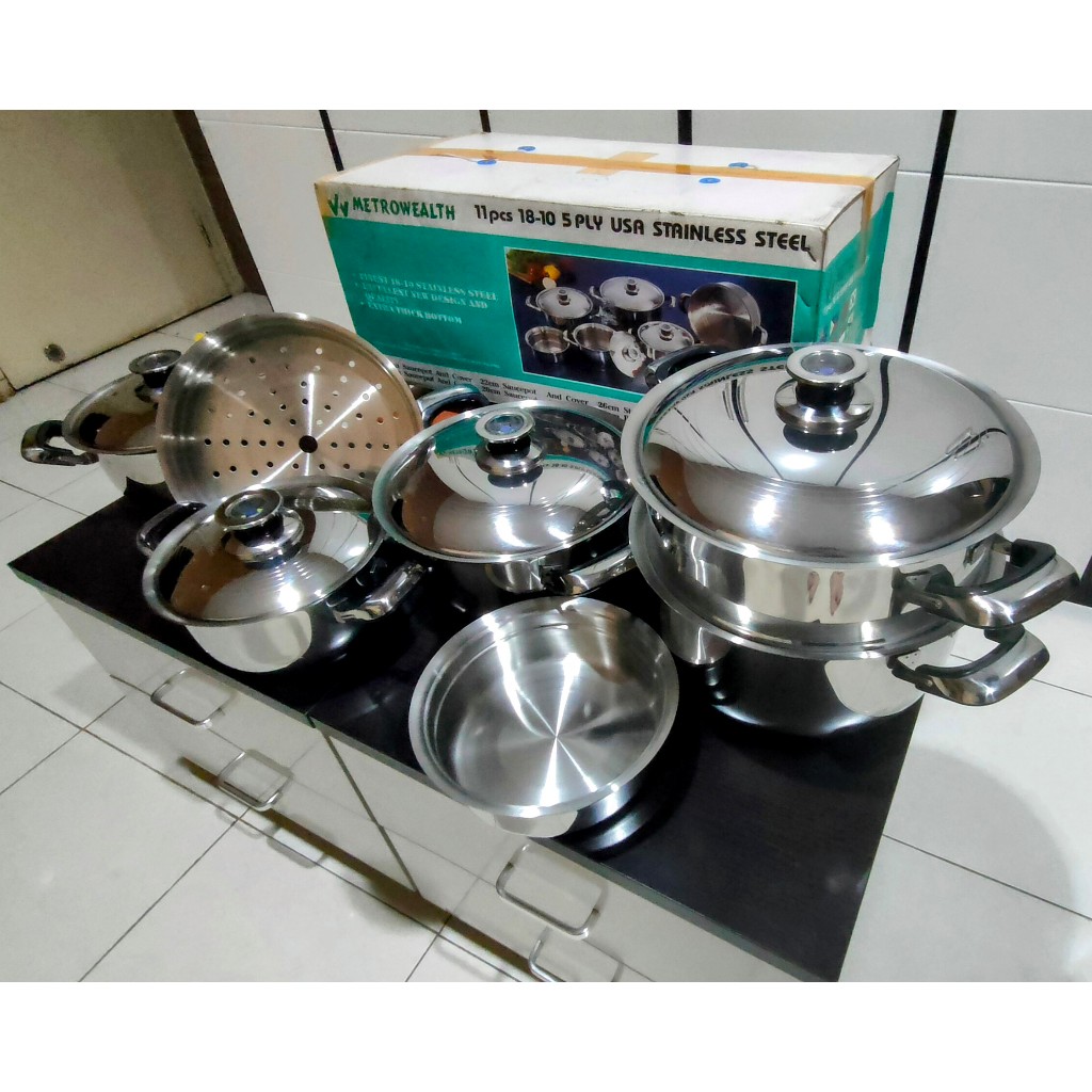Panci Set Stainless METROWEALTH USA 11 pcs 18-10