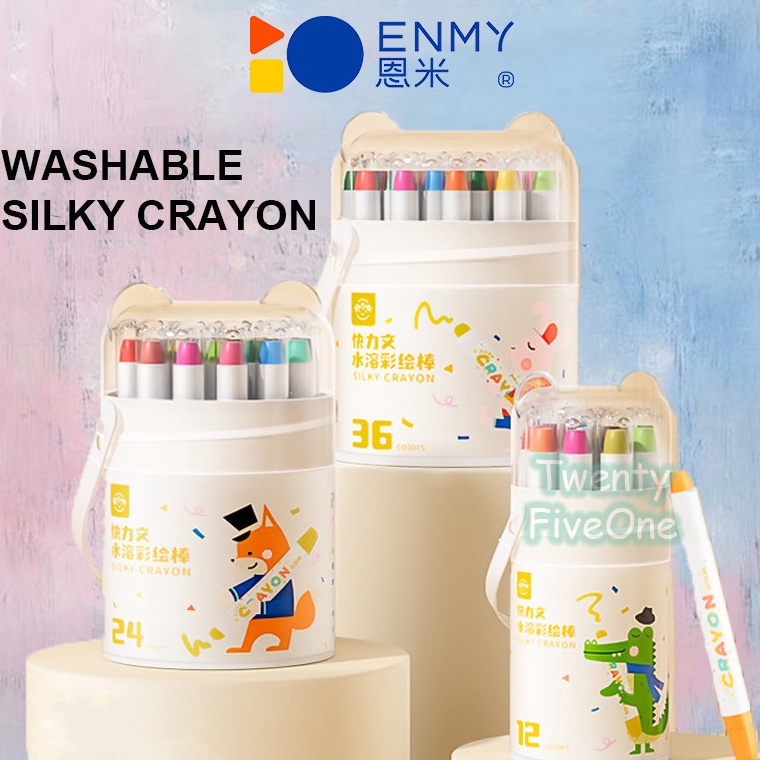 

KODE C17D Washable Silky Crayon 3648 Warna Colorful Bucket Krayon Mewarnai Alat Warna Set Anak Wipe and Clean