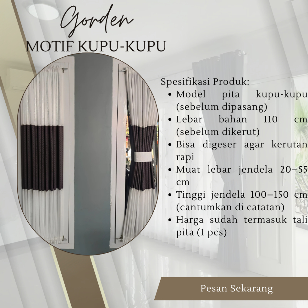 Vitrase Gorden Motif Kupu-kupu