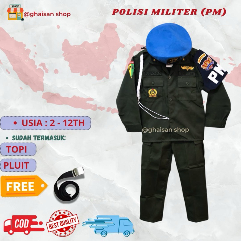 baju polisi militer anak eragam PM baju profesi anak seragam tentara anak pakaian tni anak baju karn
