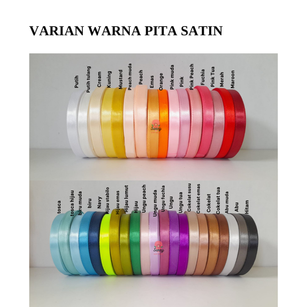 

Pita Satin 0.6cm 24 YARD (LEBIH PANJANG) / PITA 0.6cm CM / PITA 0,6CM / PITA KADO / PITA LEBARAN / PITA PARCEL
