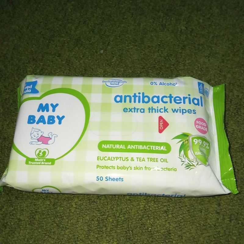 MY BABY Tisu Basah New Improved Formula Dermatologically Tested 0% Alcohol Anti Bactetial Extra Thic