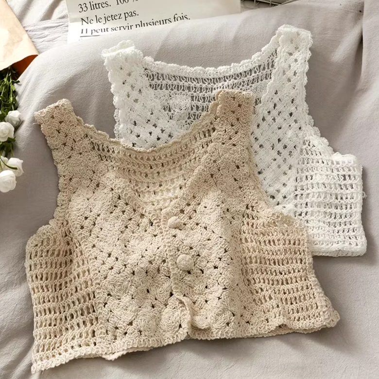 VEST RAJUT WANITA Vest Crop Top Rajut Serut Murah