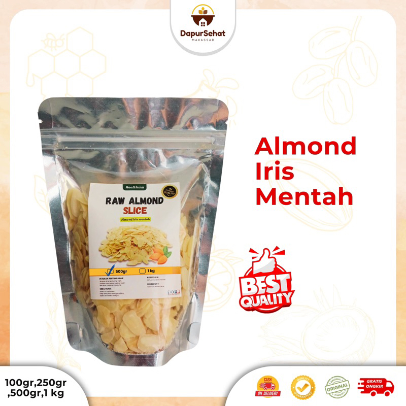 

Kacang Almond Iris Tipis Mentah Almond Slice Raw / cocok untuk kue brownies dan cemilan sehat bumil busui