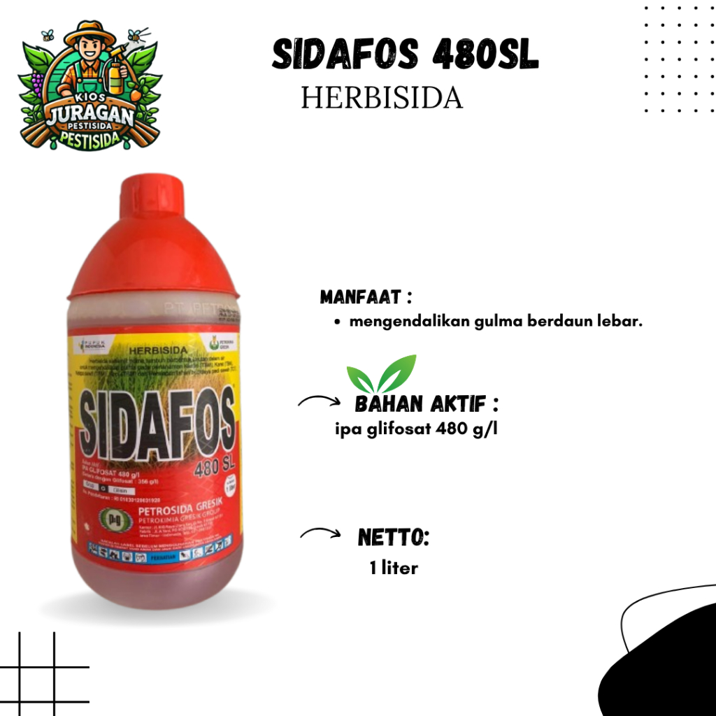 SIDAFOS 480SL 1L HERBISIDA SISTEMIK GLIFOSAT