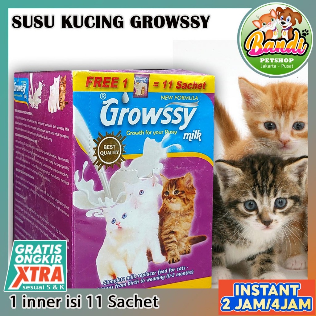 SUSU GROWSSY Susu untuk Kucing anak kitten dan dewasa 1 Box isi 11 sachet