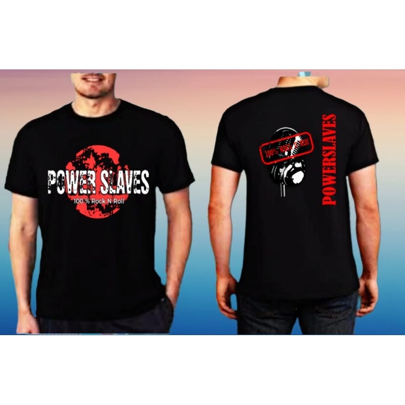 Baju kaos power Slaves album 100 persen Rock n Roll/Kaos distro band musik