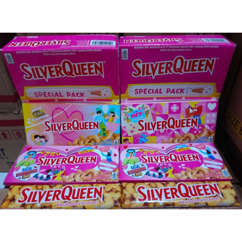 

isi 3 pcs coklat silverqueen milk chocolate with cashews & almond 55 gr
