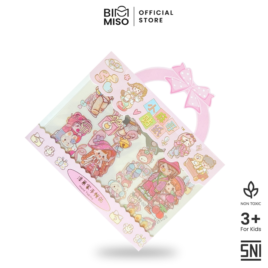 Stiker Lucu Cewek Korea – Hand Taping Set Stiker Karakter Imut Mini Pack