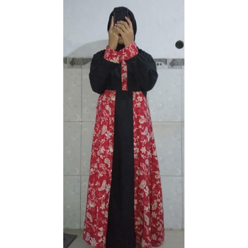 gamis kombinasi polos dan batik