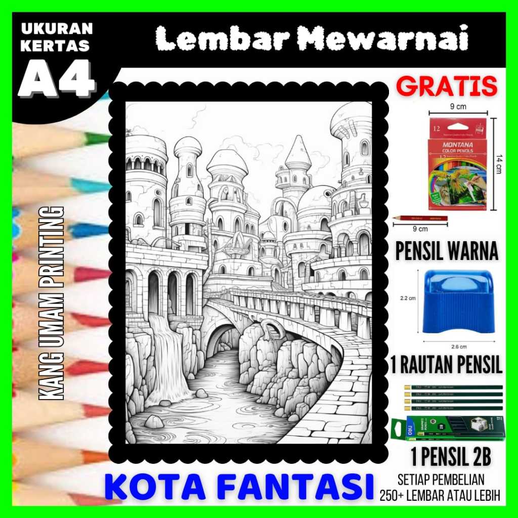 

Lembar Mewarnai Gambar Kota Fantasi / Kastil Untuk Semua Usia Bagian 07, Sketsa, Drawing , Coloring