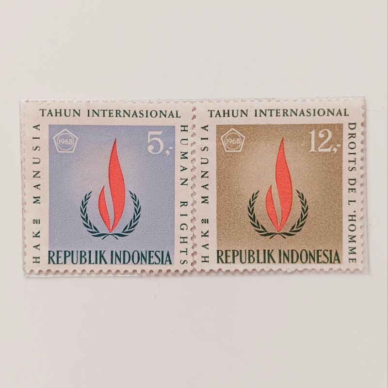 

(OG) Perangko Indonesia 1968 Hak - Hak Asasi Manusia Set Lengkap 2 pcs Mint
