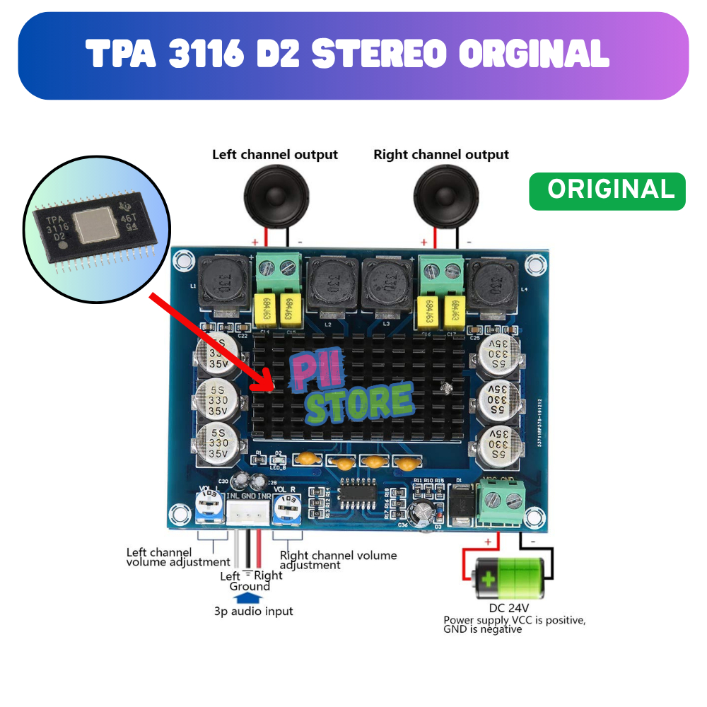 VERSI ORI TPA3116D2 XH M543 2X120W TPA3116D2 POWER AMPLIFIER CLASS D KELAS D 12 - 24 V DC ORIGINAL