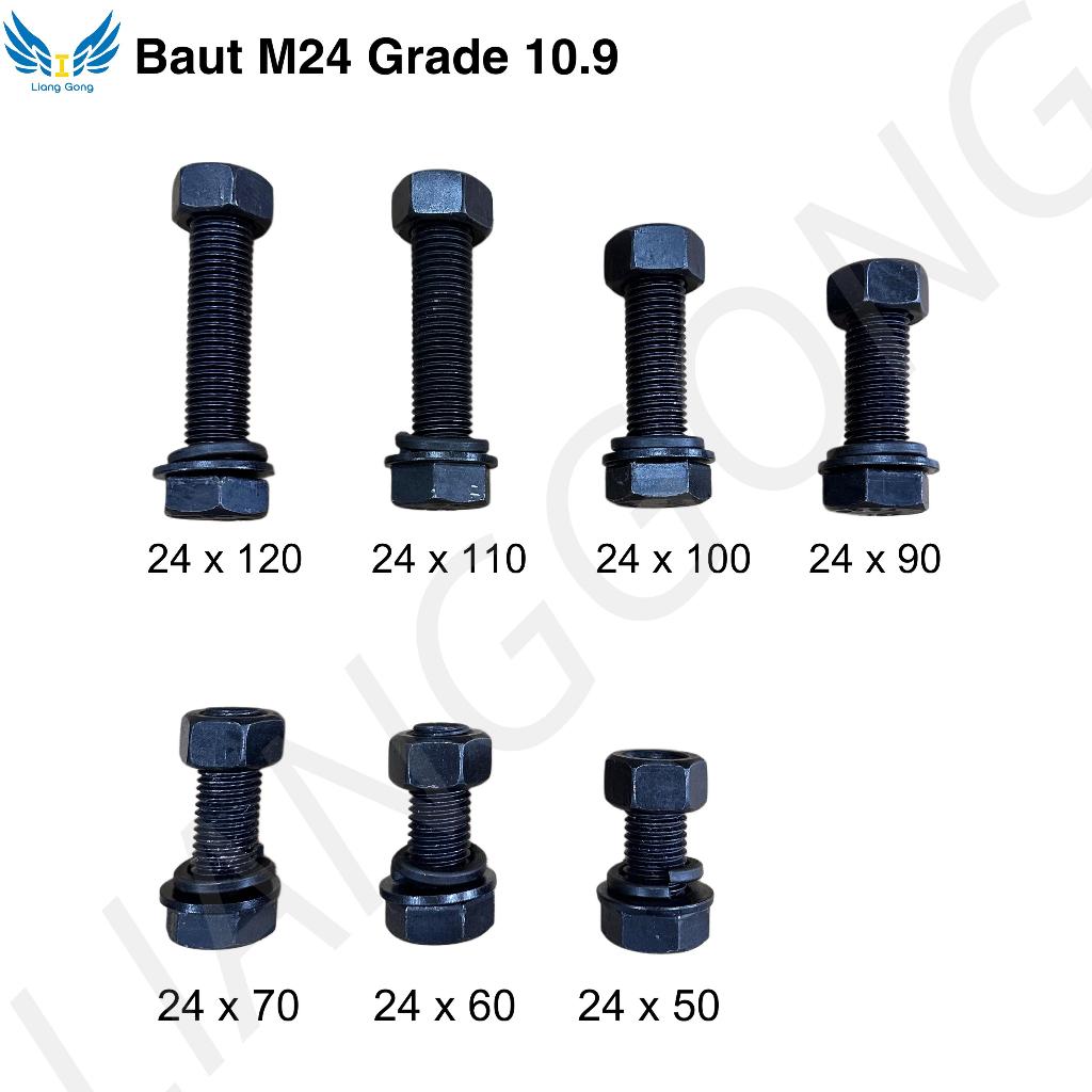 Baut M24 Baja | Grade 10.9 | Baut + Mur