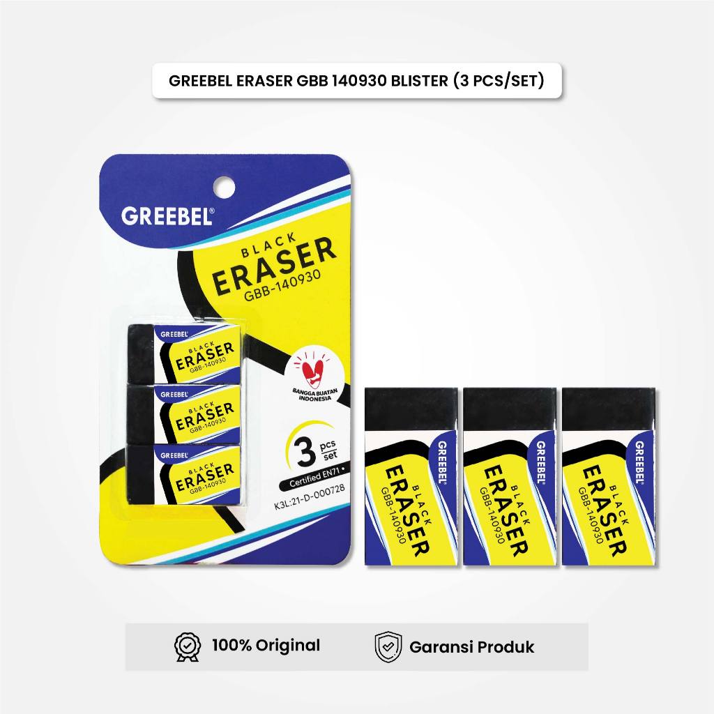 

Eraser Stip Hapusan GBB-140930 (Blister 3PCS/SET) / Greebel Penghapus Pensil / IStationery