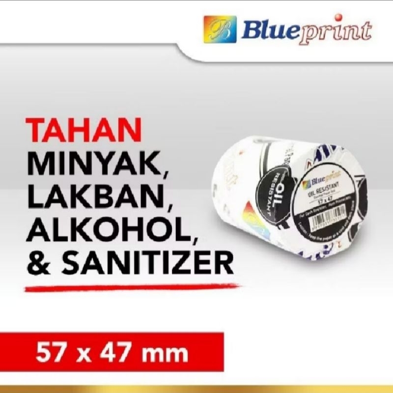 

Blueprint Thermal paper roll 57x47mm Oil Resistant kertas termal anti minyak