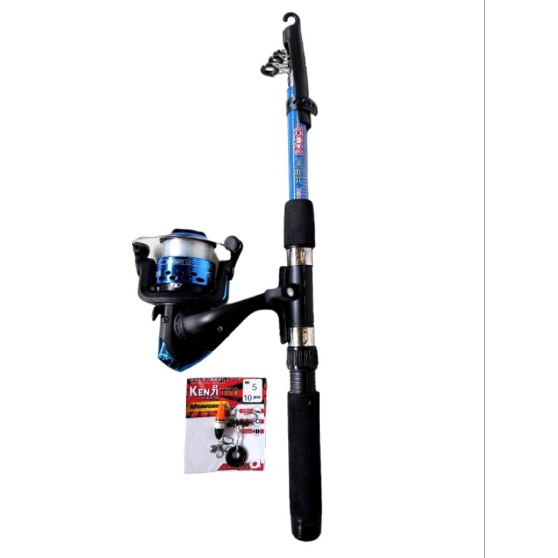 {COD} 1 Set Komplit Joran Antena 150CM. Warna FULL BIRU