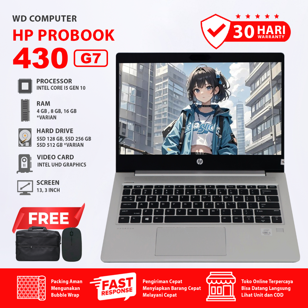 Laptop HP Probook 430 G7 Core I5 Gen 10 - Ram 32 Gb Ssd NVME 1TB I Windows 10 64 Bi
