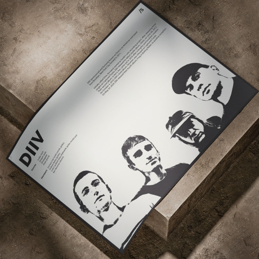 Poster Band DIIV Hiasan Dinding Walldecor Wallpaper Band DIIV Pajangan Dinding Band Musik DIIV