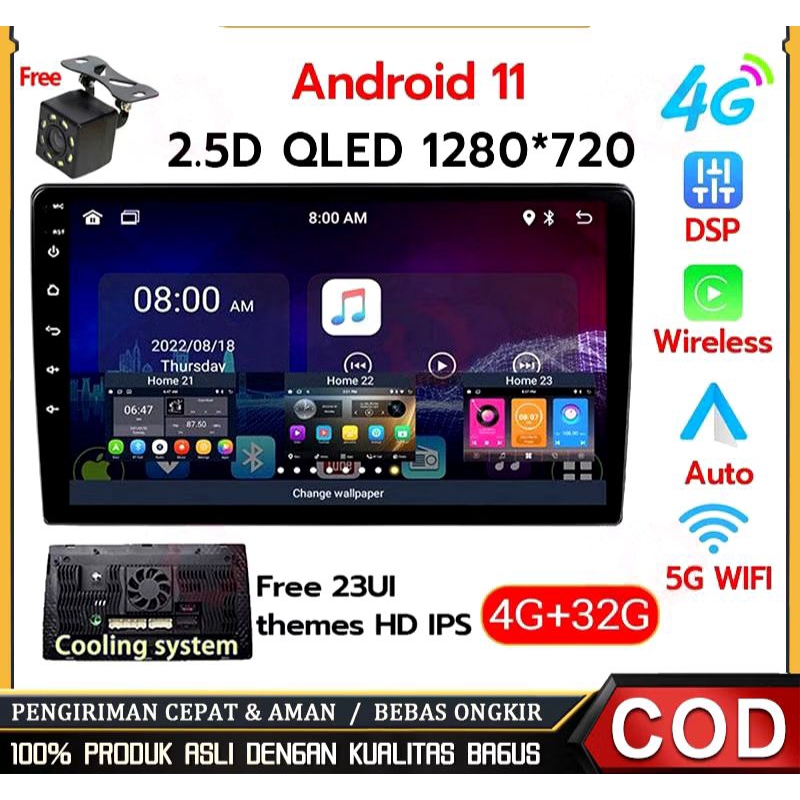Android 11 +32G IPS Screen Head Unit 9 Inch Car Android 13 Navigasi