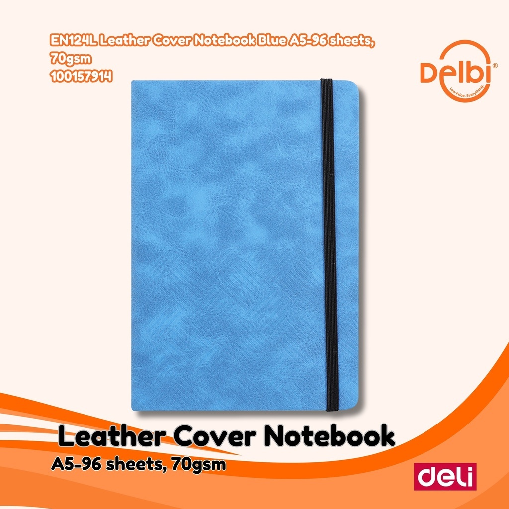 

(DELI) DELI Leather Cover Notebook Blue A5-96 sheets, 70gsm