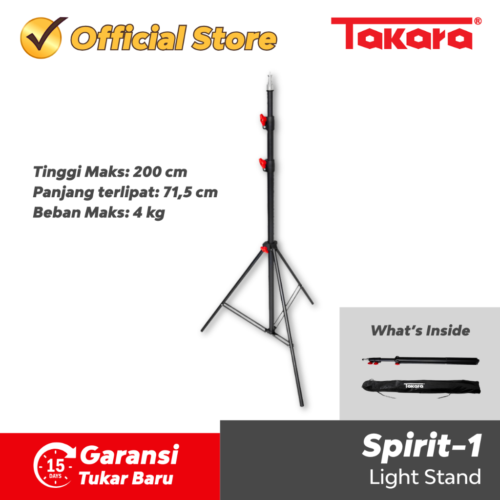 Takara Spirit-1 Spirit-1A Lightstand Tripod Spirit 1 atau 1A  Tinggi 2m 2 meter 2,6 m 2,6 meter